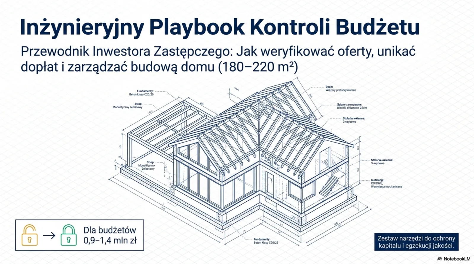 Playbook kontroli budżetu budowy domu 180–220 m²